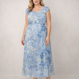 Vintage Monsoon Silk Blend Floral Midi Dress Wedding Guest Bridgerton UK22 US18